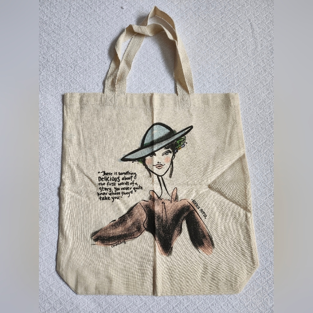 NWOT Lightweight Tote Bag with Fashion Print & Beatrix Potter Quote